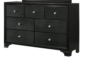 English Elm 1pc Glam Seven-Drawer Dresser with Embossed Crocodile Finish, Felt-Lined Top Drawers & Dovetail Craftsmanship Black 62.4 L x 20.4 W x 41.3 H B011P217897