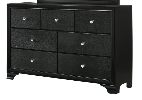 English Elm 1pc Glam Seven-Drawer Dresser with Embossed Crocodile Finish, Felt-Lined Top Drawers & Dovetail Craftsmanship Black 62.4 L x 20.4 W x 41.3 H B011P217897