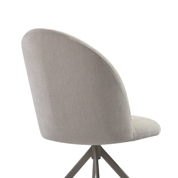 English Elm Hallie Swivel Upholstered Dining Chair Set Cream Fabric Ergonomic Curved Back for Two B2736P464807