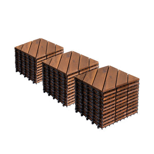 English Elm 27 Piece Acacia Hardwood Interlocking Patio Tiles Snap Together Outdoor Decking W2391P429280