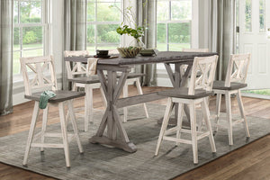 English Elm Rustic Amsonia 72" Distressed Gray Counter Height Dining Table Solid Rubberwood Sturdy Base Finish B011P194919