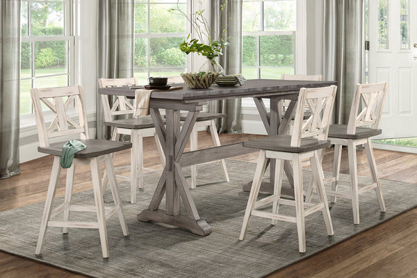 English Elm Rustic Amsonia 72" Distressed Gray Counter Height Dining Table Solid Rubberwood Sturdy Base Finish B011P194919