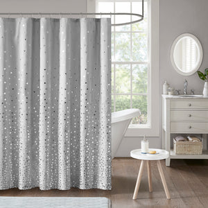 Intelligent Design Zoey Casual Metallic Printed Shower Curtain ID70-1373 Grey/Silver