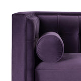 English Elm Jack 84" Modern Tuxedo Tufted Sofa, Purple Velvet