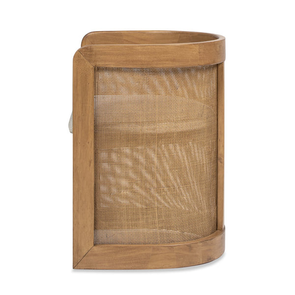 English Elm Jennifer Taylor Home - Lilith Curved Rattan Upholstered Dining Chair 20.5" White — Stain‑Resistant High‑Performance Fabric, Solid Rubberwood Frame B2719P238493