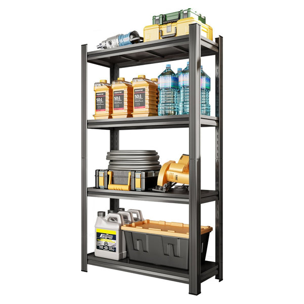 English Elm 4-tier Heavy Duty Steel Shelving Unit Adjustable Garage Organization Rack Matte Black W1831P401023