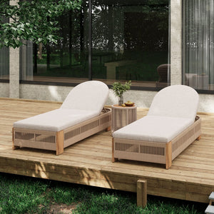 English Elm Christopher Knight Home® - Outdoor Chaise Lounge Set With Adjustable Backrest, Beige Cushions & Teak-Look Side Table For Relaxation N770S595B96B33B