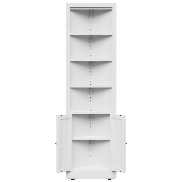 English Elm 71" Tall Corner Cabinet Steel Frame 5 Tier Adjustable Shelving Pantry Bathroom Storage T2398P442670