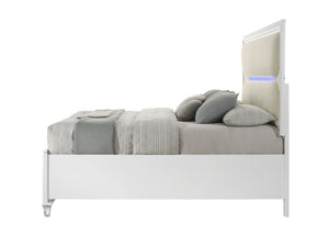 English Elm Tarian Boucle Upholstered Eastern King Bed with Led Lighting and Storage Footboard B2756S00045