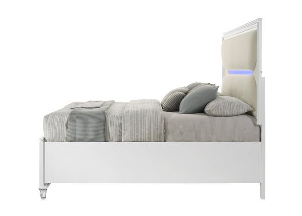 English Elm Tarian Boucle Upholstered Eastern King Bed with Led Lighting and Storage Footboard B2756S00045