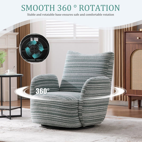 English Elm Modern Boucle 360° Swivel Leisure Chair with High‑Resilience Sponge, Supportive Curve, 550lb Capacity Mint Green W395P355484