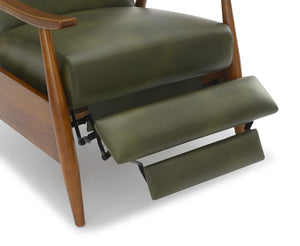 English Elm Sarasota Wood Arm Push Back Recliner with Leather Gel Upholstery, Chestnut Arms & 3-Position Comfort Green B050P281013