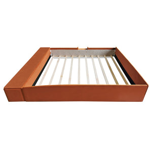 English Elm King Velvet Kids Platform Bed with Padded Guardrails Staircase and Storage Ottoman Brown+White SF000204AAD