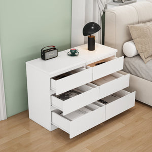 English Elm 19.7-inch Matte Finish 3 Drawer Nightstand Set of 2 Handle Free Modern Bedroom Storage White W3151S00079