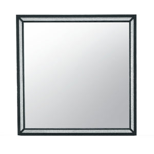 English Elm CARLOS Black Mirror — Large Modern Solid Wood Frame with Glam Accents, Black Finish, Statement Piece B201P215911