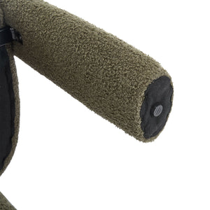 English Elm Contemporary Velvet Upholstered Barrel Accent Chair with Curved Support, Foam Seat, Steel Frame Finish Olive Green W395P224759