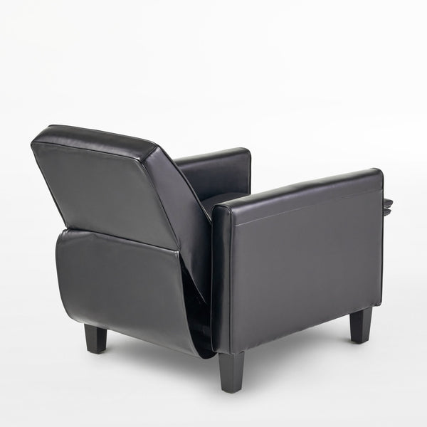 English Elm Christopher Knight Home® - Black Black Fax Leather Push Back Chair — Ergonomic PU Leather Recliner, Plush Padding, Durable Frame 52422.00PUBLK