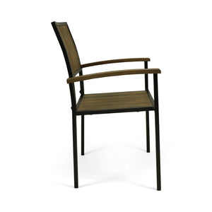 English Elm 7 Piece Outdoor Acacia Wood Dining Set Seats Six with Iron Hairpin Legs Patio N762S000031AAE