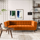 English Elm Ashcroft Furniture - Addison Large Burnt-Orange Velvet Sofa