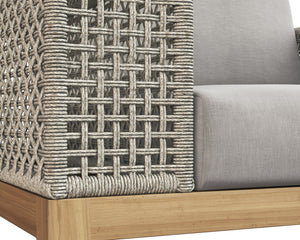 Sunpan Salerno Outdoor Armchair - Sophisticated Teak Wood Design with Weather-Resistant Fabric for Relaxation Palazzo Taupe