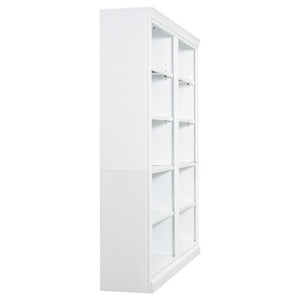 English Elm 83" 5-Tier Bookcase Suite with LED Light Strip, Adjustable Shelves, Cable Management & Solid Wood Frame White N751S246920K