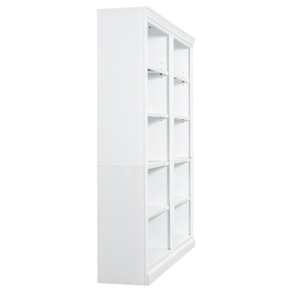 English Elm 83" 5-Tier Bookcase Suite with LED Light Strip, Adjustable Shelves, Cable Management & Solid Wood Frame White N751S246920K