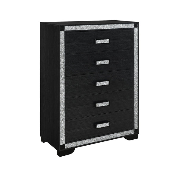 English Elm Soulmarie Glitter Chest with Spacious Drawers and Curved Legs in Solid Wood and MDF, Sturdy Build Charcoal 37.99 L x 20.28 W x 50 H B201P410792