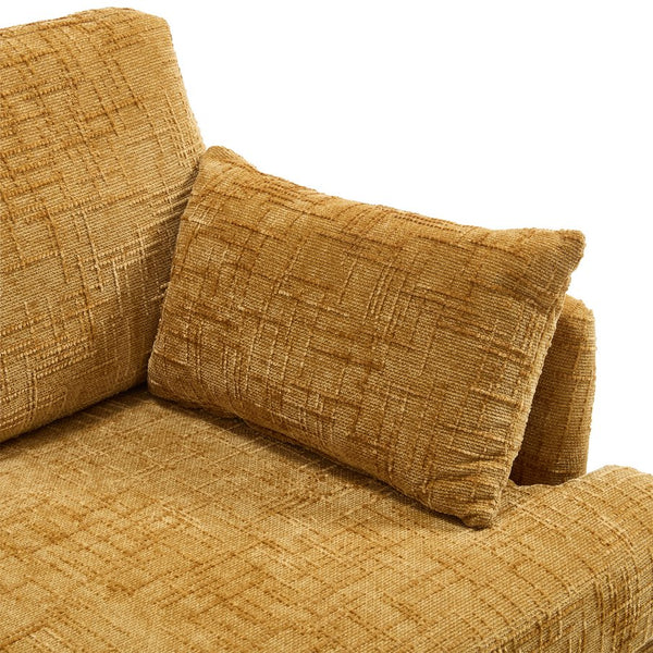 English Elm Modern chenille 2-seater sofa with LED, USB charging, storage pocket, solid wood legs, durable comfort Mustard yellow W395P318542