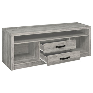 English Elm Bergeron Grey Driftwood TV Stand with 2 Drawers, Rustic Weathered Finish, Durable Engineered Wood Storage (59" Wide) B062P331091