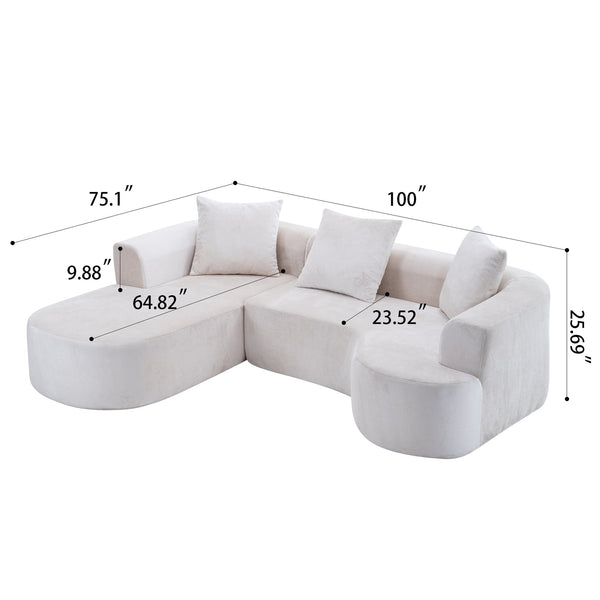 English Elm Modular Sectional Sofa - L-Shape Chaise Sleeper With Deep Seating & Plush Corduroy Fabric Comfort W2012S00008