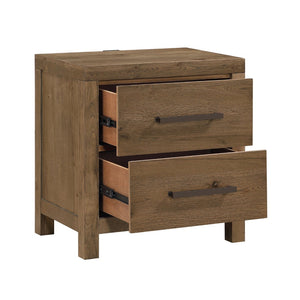 English Elm Rustic Oak Veneer Nightstand with Usb Charging Hub Dovetail Drawers Bedroom Storage B011P467871