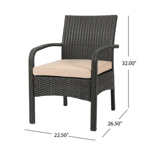 English Elm Christopher Knight Home® - CORDOBA PE Rattan Wicker Chair with Iron Frame and Waterproof Cushion for Durable Outdoor Seating Brown+Tan 57459.00BRN
