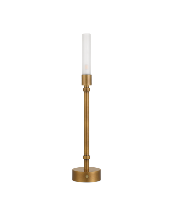 Currey & Company Paseo Brass Cordless Table Lamp - Sleek Candelabra Design With Rechargeable Base For Versatile Lighting Gold Metal ,Glass 6700-0013-currey-company