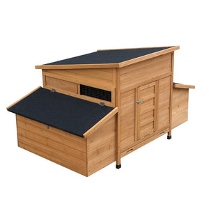 English Elm Chicken Coop Fir Wood Build with Asphalt Roof Six Nest Boxes and Easy Clean Tray W3166P365118