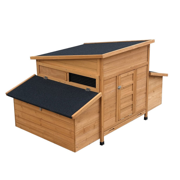 English Elm Chicken Coop Fir Wood Build with Asphalt Roof Six Nest Boxes and Easy Clean Tray W3166P365118