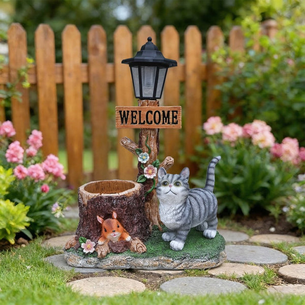English Elm Schnauzer Solar Led Resin Planter Statue Outdoor Garden Accent for Patio Decor W5398P464238
