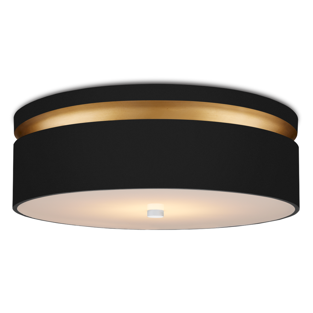 Serenity Black Flush Mount Light Fixture - Modern Design with Satin Black & Gold, Dimmable LED