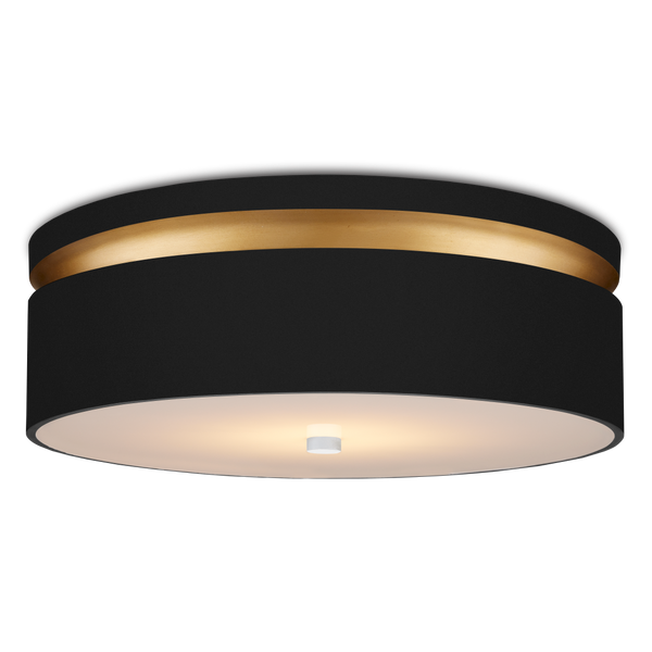 Serenity Black Flush Mount Light Fixture - Modern Design with Satin Black & Gold, Dimmable LED