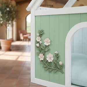 English Elm Sage Cedar Pet House with Acrylic Roof Hand Carved Decor for Cats and Small Dogs W3799P382569