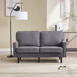 English Elm Loveseat Modern Mid-Century 2-Seater with USB Type-C Charging, Removable Zippered Covers, Sturdy Wood Legs Gray W395P238824