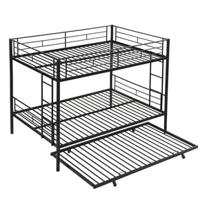 English Elm Full Over Full Metal Bunk Bed With Trundle - Durable, Space-Saving, Easy Assembly & Safety Features W311S00051