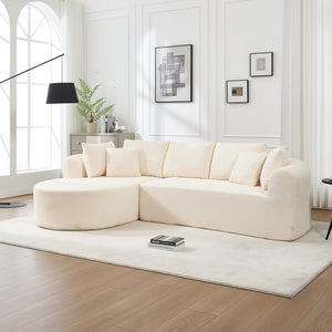 English Elm 109 Cloud Sectional Couch with L-Shape Chaise, Chenille Modular Sofa Bed, Memory Foam Comfort and Easy Setup Ivory W1249S00002