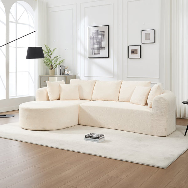 English Elm 109 Cloud Sectional Couch with L-Shape Chaise, Chenille Modular Sofa Bed, Memory Foam Comfort and Easy Setup Ivory W1249S00002