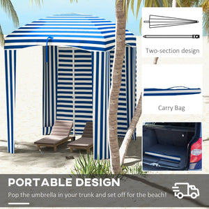 English Elm Outsunny 5.9' X 5.9' Portable Beach Umbrella Cabana With Uv Protection, Vents, Sandbags & Carry Bag W2225P174271-GIGA