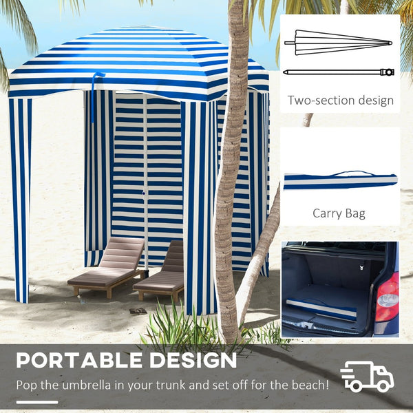 English Elm Outsunny 5.9' X 5.9' Portable Beach Umbrella Cabana With Uv Protection, Vents, Sandbags & Carry Bag W2225P174271-GIGA
