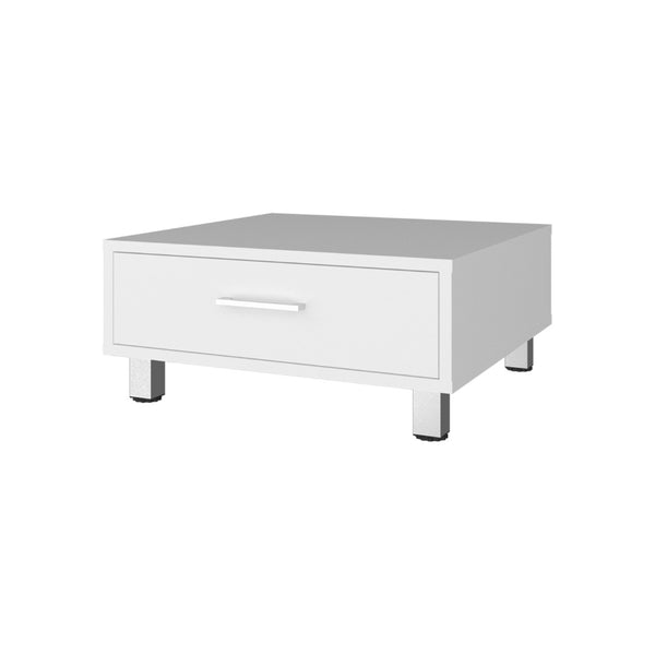 English Elm Athens Square Coffee Table with Storage Drawer White Finish Compact Living Room B097P474312