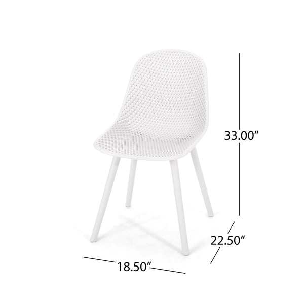 English Elm Christopher Knight Home® - POSEY Chair - Weather-Resistant Polypropylene Outdoor Dining Chair with Perforated Diamond Mesh Design for Durable Style White 27.5 L x 21.5 W x 20.2 H 69067.00WHI