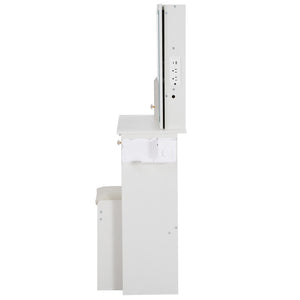 English Elm 29.2" Compact Left Drawer Vanity Set With Led Mirror, Power Station, Stool & Hair Dryer Holder P1 W936P202461-GIGA