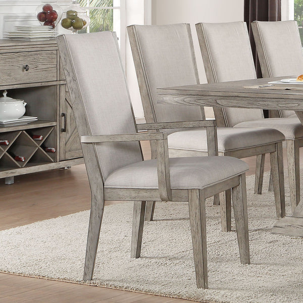 English Elm Grey Padded Arm Chair Set Of 2 - Stylish Modern Comfort With Grey Oak Accents For Any Space B062P209279