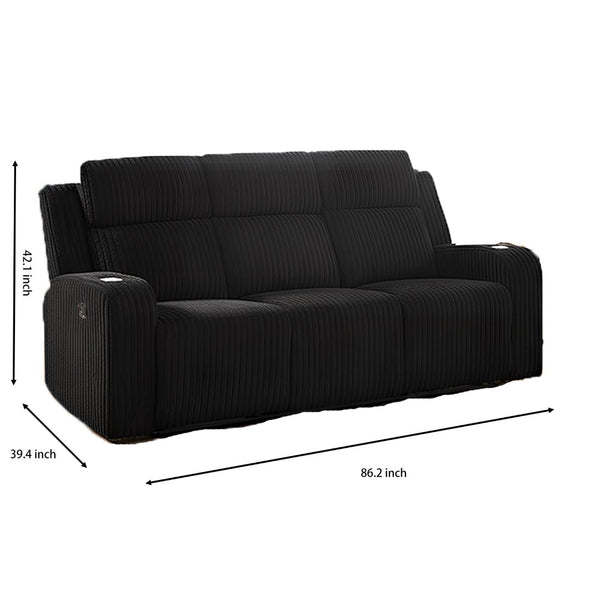 English Elm 2+3 Seat Corduroy Reclining Sofa Set with Bluetooth Speaker and Wireless Charging Console W3900S00017